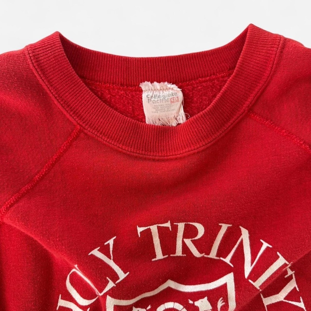 Vintage 1970s Collegiate Pacific Red Crewneck Holy Trinity Sweatshirt - Picture 5 of 6